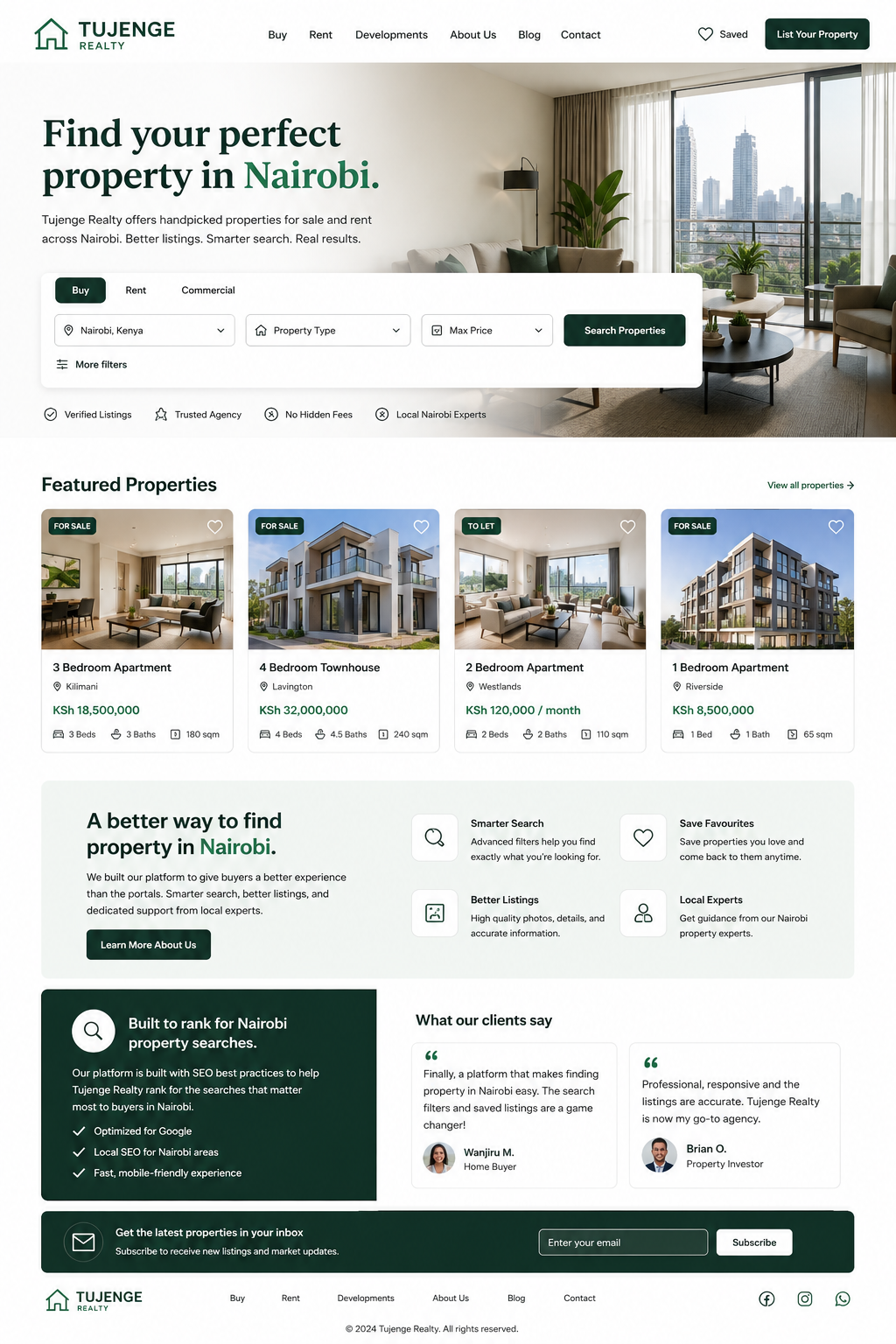 Tujenge Realty website